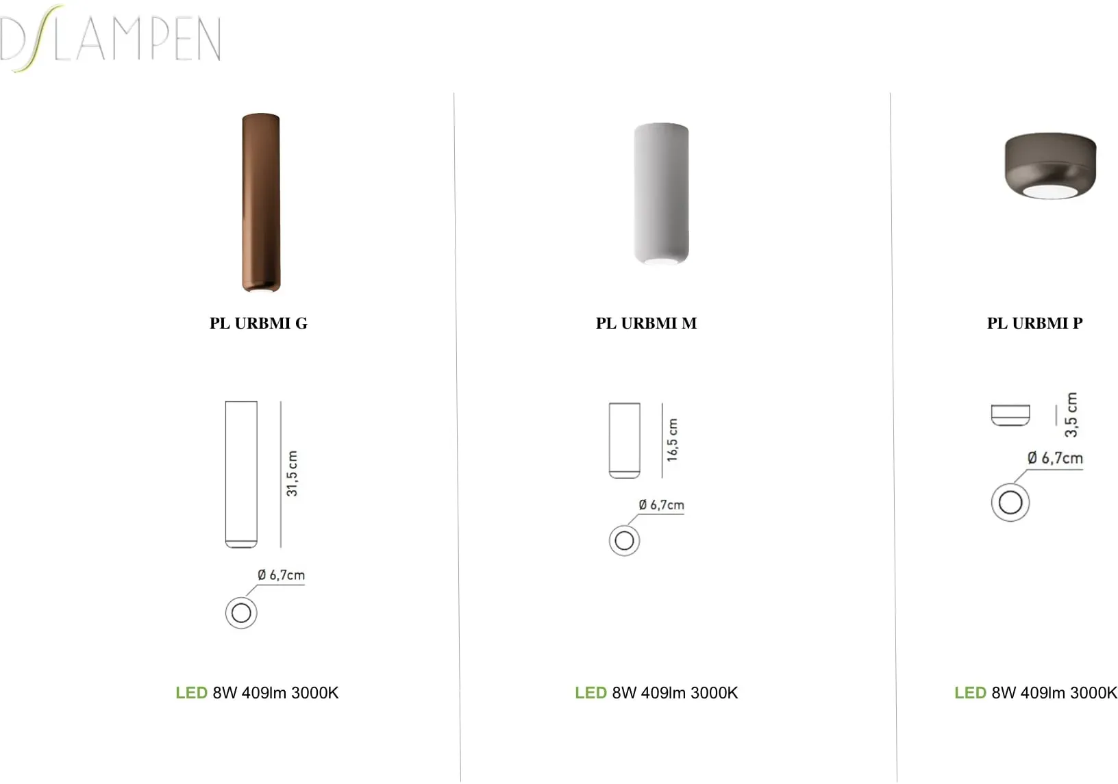 Geometrische Led-Deckenleuchte Urban Mini Axo Light - Weiß, 2. M: ø 6,7 cm x 16,5 cm
