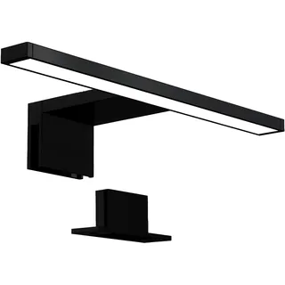 B.K.Licht Wandleuchte Badleuchte LED Spiegelleuchte Badezimmer IP44, 230V chrom/schwarz, LED fest integriert, 4000K, Schminklicht 8W, 780lm Badezimmer-Beleuchtung Spiegelschrank Flur schwarz 30 cm
