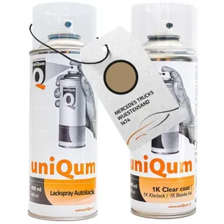 uniQum Spraydose Autolack + Klarlack für MERCEDES TRUCKS WUESTENSAND 1474 Autolack Reparatur 2x 400 ml