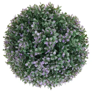 Mendler Künstlicher Busch HWC-L77, Buchskugel Dekopflanze Buchsbaumkugel Kunstpflanze Buxus, Outdoor Ø 35cm ~ lila