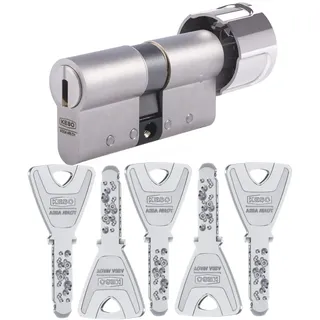KESO 8000 Omega2 Knaufzylinder 30/30K | Modularer Schließzylinder Profilzylinder mit Knauf | Aktiv-Kopierschutz | Widerstandsklasse D | Patentschutz bis 2034 | Sicherungskarte + 5 Wende-Schlüssel