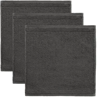 frottana Pearl Seiftuch 30 x 30 cm aus 100% Baumwolle, Graphite 3er Set