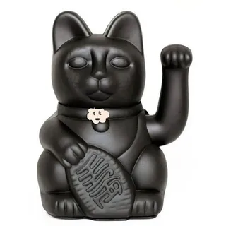 suebidou Dekofigur Luckycat Chinesische Glückskatze Winkekatze versch.Farben, nachhaltig, kreativ, bewegt ihren kleinen Arm, ist handbemalt schwarz