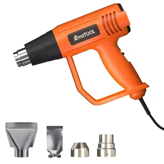 Heißluftpistole 2000W Heißluftgebläse Dual Hoch-/Niedrigtemperatur 300°C & 600°C, Luftmenge 300L/min & 500L/min, Heißluftfön mit 4 Düsen, Orange