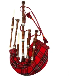 Schottischer Great Highland Dudelsack aus natürlichem Palisander, Shesham-Holz mit silberfarbenen unifarbenen Mengen/Dudelsack/Gaita