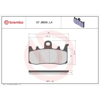 Brembo Bremsbelagsatz, Scheibenbremse 07BB38LA