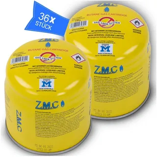 ZMC Gaskartusche 36x Butan Gas Kartusche 190g Anstechkartusche Propangas Gaskartusche, Zubehör für Für Campingkocher/Bunsenbrenner/Campinggas Typ: C200, EN417, Gaskartuschen Stechkartusche Gaskartuschen Butangas