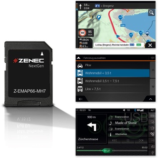 ZENEC Z-EMAP66-MH7: Micro SD-Karte mit Reisemobil Navigation für ZENEC Autoradios/Multimediasysteme Z-E3766, Z-N965, Z-N966, 3-D Karten für Europa, Camping P.O.I. für Wohnmobile, TMC