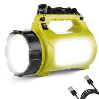 LE LED Handscheinwerfer 1000 Lumen, Wiederaufladbare CREE Akku Handlampe mit 3600mAh Powerbank, 10W Dimmbare Taschenlampe inkl. 3 Lichtmodi 2 Helligkeitsstufen, USB-Kabel für Notfall Camping usw.