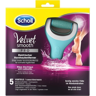 Scholl Velvet Smooth elektrischer Hornhautentferner Pro – Zur Hornhaut Entfernung auf nassen und trockenen Füßen – Wiederaufladbar – 1 Gerät + Ladestation