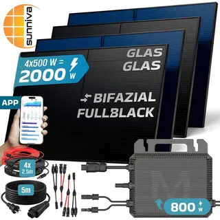 sunniva Balkonkraftwerk Bifazial 2000W inkl. MARSTEK 800W Wechselrichter