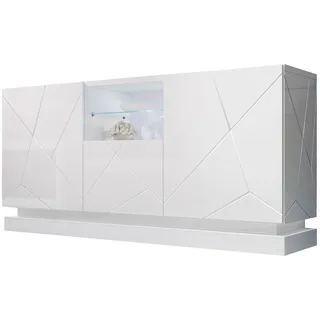 MIRJAN24 Kommode Qiu 2D1K (mit 2 Drehtüren und Klappe), gedämpftem Schließsystem, Gefräste Seiten und Fronten weiß