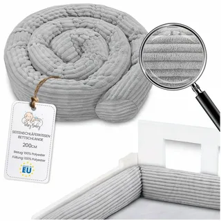 Totsy Baby Seitenschläferkissen Bettschlange Body Pillow 200 cm Lincoln - Kopfkissen lang Bettrolle Schlafkissen Nackenrolle Grau C