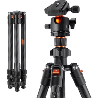 K&F Concept K254C2 Kamera stativ aus Kohlefaser, Stativ Kamera 162cm,Reisestativ Arca Swiss kompatibel, Tripod für unterwegs