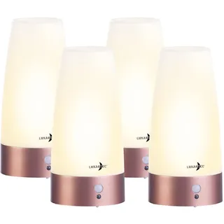 Lunartec Nachtlicht Lampe: 4er-Set LED-Akku-Tischlampen mit PIR-Bewegungs-Sensor, warmweiß, rund (Tischlampe Akku Bewegungsmelder, Tisch-Nachtlicht mit PIR Sensor)