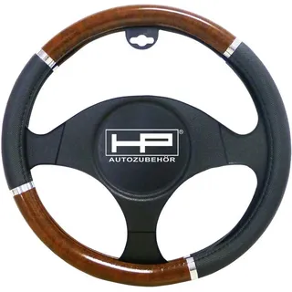 HP Autozubehör Lenkradbezug (Ø x H) 39 cm x 4 cm Polyurethan (PU) 3-farbig, Schwarz, Holz, Aluminium 37 - 39 cm