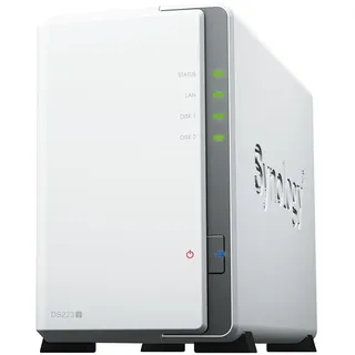 Synology DS223j 2-Bay Diskstation NAS (Realtek RTD1619B 4-Core 1.7 GHz 1GB DDR4 Ram 1xRJ-45 1GbE LAN-Port) Bundle mit 2 x 4TB WD RED Plus HDD (WD40EFPX - 68C6CN0)