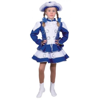 O664-176 Funkenkostüm Kinder-Mädchen blau-weiß mit Silberborte Gr.176