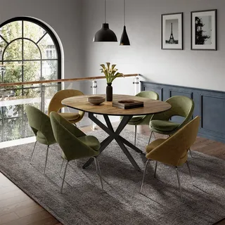 Vicco Esstisch Loyd 120 x 76.5 cm ausziehbar Eiche rustikal/Schwarz