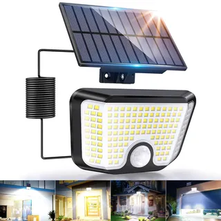 LaiTeny Solarlampen für Außen mit Bewegungsmelder, LED Solar Strahler Aussen Solar-Split Lampe, IP65 Wasserdichte Winterfest 270° Beleuchtungswinkel Aussenleuchte für Garten, Garage