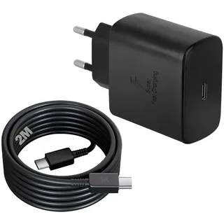 Schnellladegerät 45 w USB C Ladegerät mit 2m Ladekabel Typ C kompatibe mit Samsung Galaxy S25 Ultra S25 Plus S25 S24 S23 S22 S21 S20 fe M35 M55, Galaxy Tab S7 S7+ S8 S8+, S9, Galaxy Z Fold 5/6/4