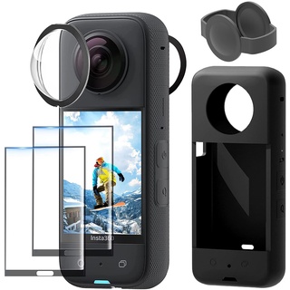 DMNQ Insta360 Zubehör Insta360 X3 Linsenschutz Insta360 X3 Case, Insta360 X3 Silikonhülle Insta 360 X3 Lens Guard Linsenschutz und Displayschutz Insta360 One X3 Zubehör für Insta360 X3 Kamera