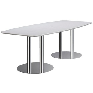 Hammerbacher Konferenztisch KT22S weiß Tonnenform, 220,0 x 83,0 - 103,0 x 74,5 cm