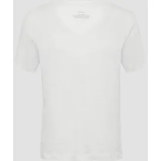S.Oliver - Leichtes T-Shirt aus Leinen mit V-Ausschnitt, Damen, weiß, 34