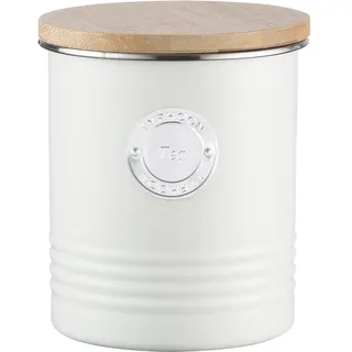 Typhoon Living Collection Tee, pastellcreme, 1 Liter Vorratsbehälter, Stahl, Holz, Silikon, Creme