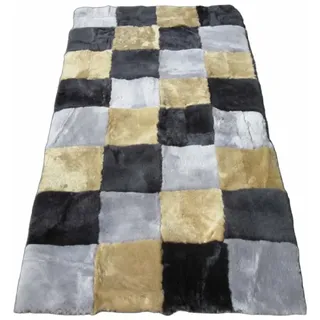 RAU Lammfell Echtfell Decke Patchwork Bettvorleger 160 x 60 cm