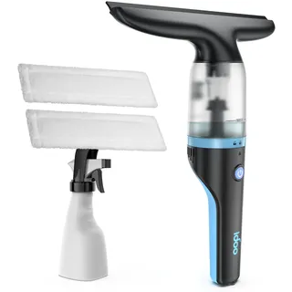 iDOO Fenstersauger, mit Akku, 360ml Fensterreiniger, Fensterputzer, Fensterreiniger Elektrisch, IPX4, Transparenter Wassertank, Sprühflasche mit Mikrofaserbezug, Für Fenster, Autos und Spiegel, 40mins