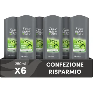 Dove, Dove Men+Care Duschgel für Herren, 3-in-1, feuchtigkeitsspendend, für Körper, Gesicht und Haare, mit MicroMoisture-Technologie, spendet 24 Stunden Feuchtigkeit, 6 Stück à 250 ml