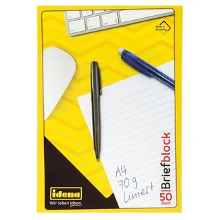 IDENA 10396 - Briefblock, DIN A4, 50 Blatt, 70 g, liniert, kopfgeleimt, 1 Stück