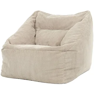 I.C.O.N. Icon Sitzsack Sessel für Erwachsene, Beige, Flauschiger Cord Stoff, Riesen Sitzsack Cord mit Füllung, Bean Bag Chair, Bequemer Sessel Wohnzimmer, Lounge, Schlafzimmer, Büro