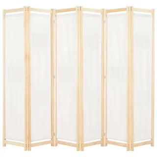 vidaXL 6-teiliger Raumteiler Cremeweiß 240 x 170 x 4 cm Stoff