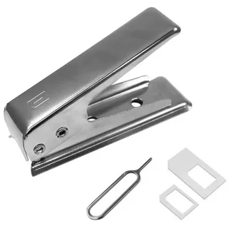 EAXUS SIM Karten Stanzer - Schneidegerät für SIM-Karten Adapter, Nano-SIM, Micro-SIM, Standard-SIM, mit Adaptern silberfarben