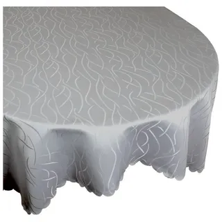 Haus und Deko Tischdecke Tischdecke Oval Damast Streifen Tischwäsche Tischdecken (1-tlg) grau 160 cm x 220 cm