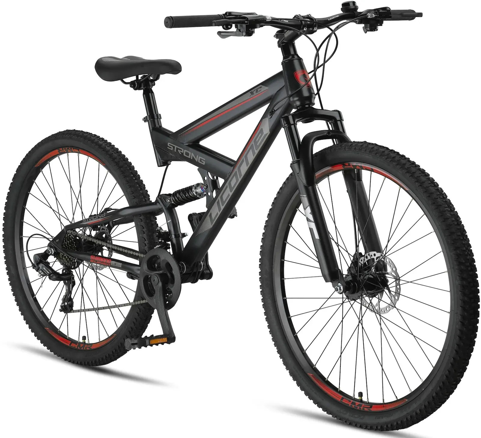 Licorne Bike Strong 2D Premium Mountainbike in 26, 27,5 und 29 Zoll - Fahrrad für Jungen, Mädchen, Damen und Herren - Scheibenbremse vorne und hinten - Shimano 21 Gang-Schaltung -