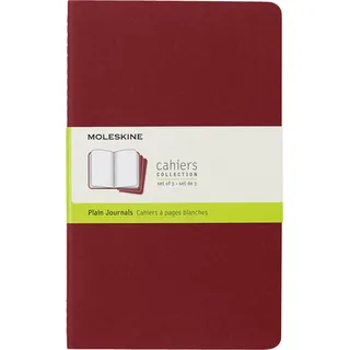 Moleskine Cahier Notizhefte (blanko, Large, Kartoneinband) 3-er-Set preiselbeerrot