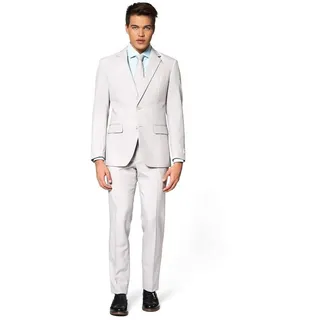 opposuits Modisch Party Einfarbige Anzüge für Herren - Mit Jackett, Hose und Krawatte, Grau (Groovy Grey), 56 - 56