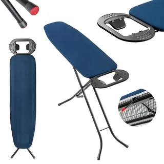 Kadax Bügelbrett, mit rutschfesten Füßen, Robustes Dampfbügelbrett mit Bügeleisenablage, 110x30cm, Blau