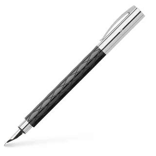 Füllfederhalter Ambition Rhombus, EF, inklusive Geschenkverpackung, Schaftfarbe: schwarz / silber
