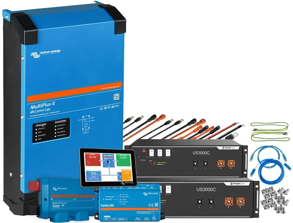 Offgridtec Backup-Kit 7kWh Pylontech LiFePO4 Akku - Victron MultiPlus II 48/5000 Wechselrichter 1-Phasig - 0% MwSt. (gemäß§12 Abs.3 UstG**)