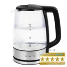 Emerio Wasserkocher 1,7 L – LED-Beleuchtung – Überhitzungsschutz – Wasserstandsanzeige – 2200W – WK-130126 Edelstahl / Glas