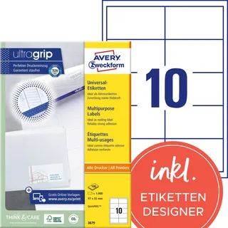 Avery Zweckform Etiketten weiß 97,0 x 55,0 mm