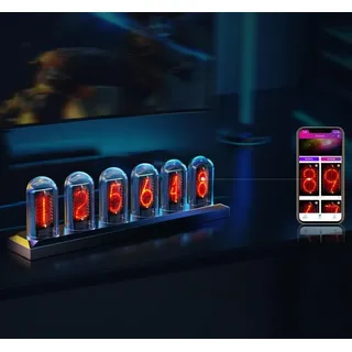 AYYDS LED Nixie Uhr, Glow Tube Clock, DIY Nixie Röhrenuhr, LED Digitaluhr, mit Wecker und Timer Funktion, Digital Retro Vintage Uhr Tischuhren, Creative Geschenk