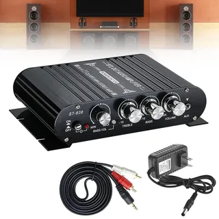 Bluetooth HiFi Audio Verstärker, RMS 80Wx2+80W ST-838 Mini Hifi Verstärker mit Bluetooth Subwoofer Ausgang KlasseD, Bass und Treble Regler, Stereo Verstärker Class D 2.0 Kanal(Inklusive Netzadapter)