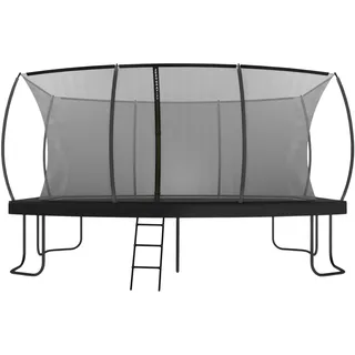 Zero Gravity Trampolin Outdoor oval, TÜV GS geprüft, Komplettset inkl. Leiter, Aufbauvideo, Outdoor Trampolin für Kinder & Erwachsene mit innenliegendem Sicherheitsnetz (457x305cm / Black)
