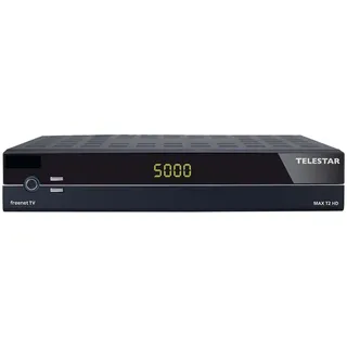 TELESTAR MAX T2 HD – DVB-T2 Receiver (inkl. 3 Monate freenet TV, auch geeignet für DVB-C, HDMI, Scart, Metallgehäuse) – Schwarz