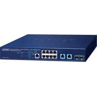 Planet MGS-6311-10T2X 8-Port Managed Ethernet Switch (10 Ports), Netzwerk Switch, Blau